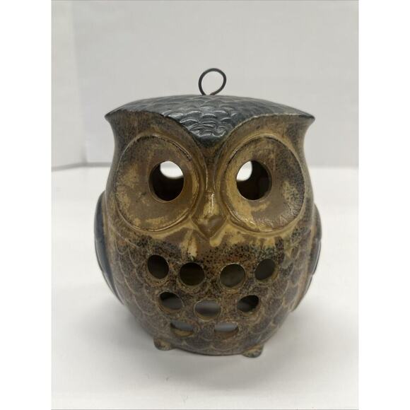 Vintage Hanging Sitting Hoot Owl Luminary Double Sided Candle Decor - Picture 3 of 5